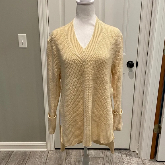 Athleta Shasta V-Neck Sweater cream yellow 16270 - Picture 5 of 14